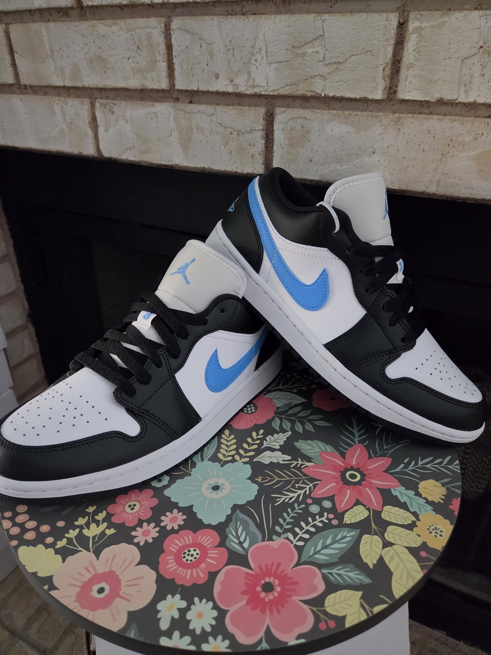 Brand New AJ1-Low Sneakers in White / Black / Light Blue